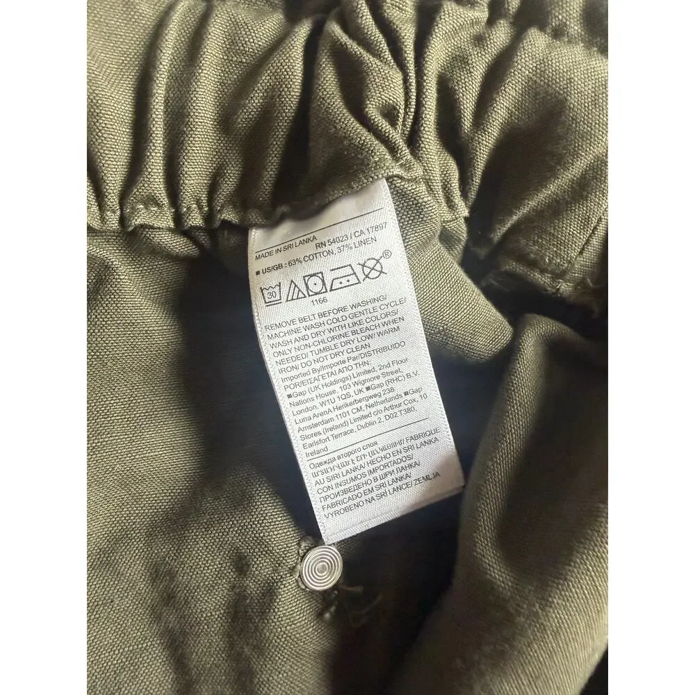 Banana Republic Women's Dark Olive Cotton-linen Blend Paperbag Pants Size 4P